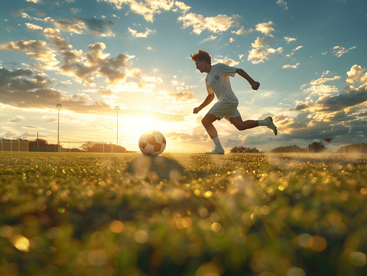 footballeur échauffement