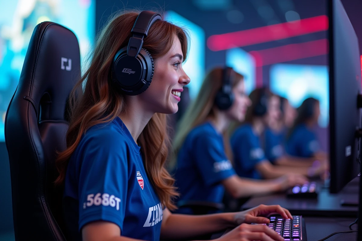 Femme joueuse eSport en compétition intérieure