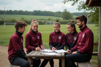 Groupe de joueurs de football souriants en tenue Vendee
