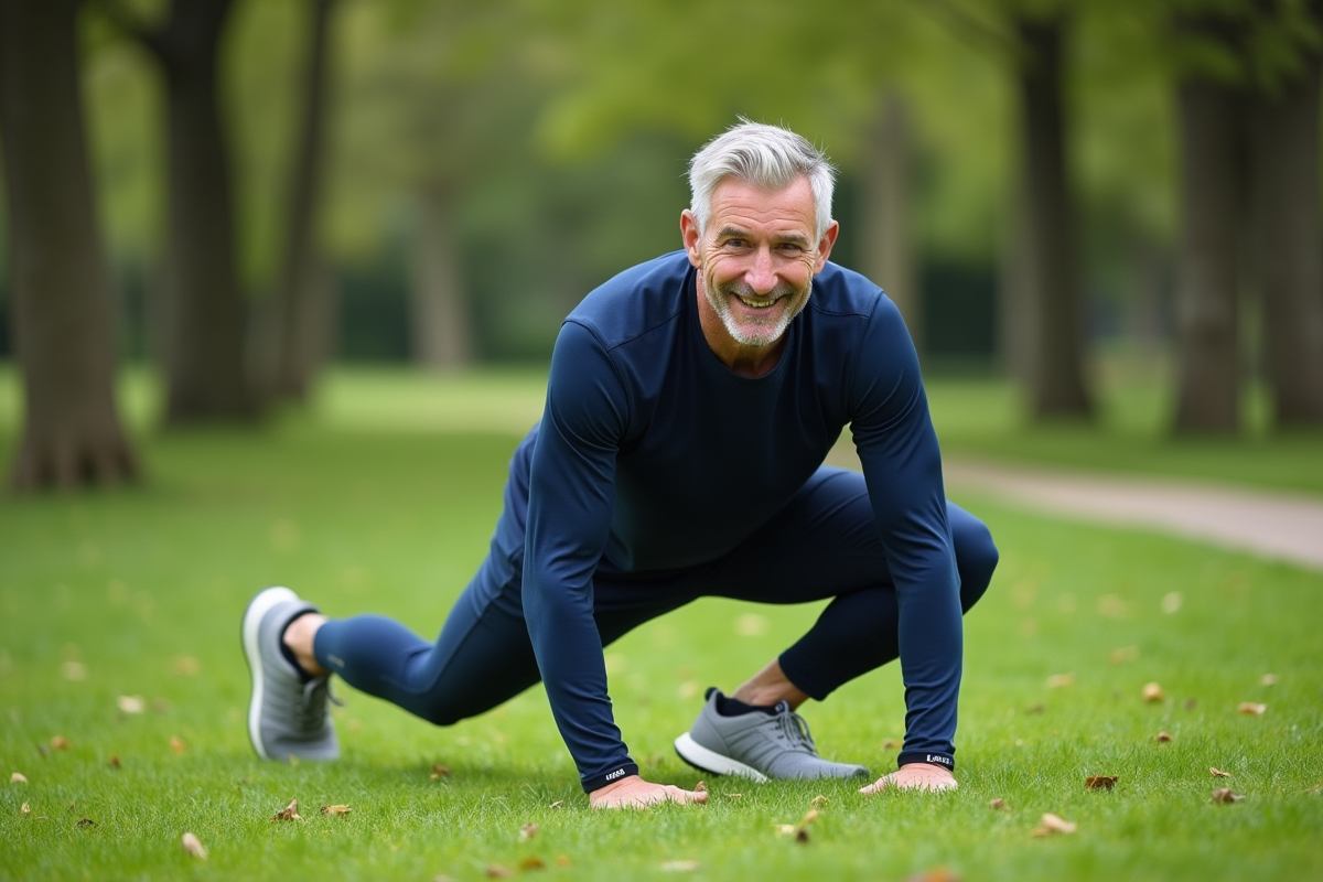 Homme faisant des crunchs dans un parc verdoyant