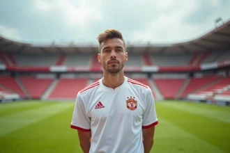 Joueur de football professionnel en tenue d'entraînement sur le terrain du PSG, illustrant les salaires élevés des stars du club parisien en 2026